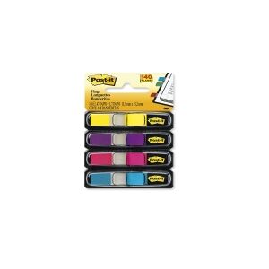 3M Post-it Index 683-4AB - Indeksflag med dispenser - 11.9 x 43.2 mm - 140 ark (4 x 35) - pink, lilla, turkis, citrongul