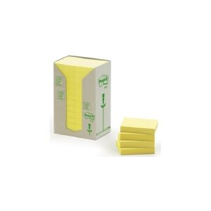 Post-it® Recycled Notes, Canary Yellow™, 24 blokke, 38 mm x 51 mm