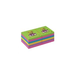 3M Post-it® Super Sticky Notes assorterede farver, pakke a 12 stk.