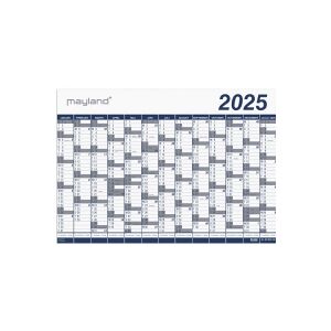 Mayland-Burde A/S Kæmpekalender 100x70 cm med 13 måneder PP-plast i paprør 2025