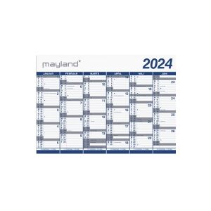 Mayland-Burde A/S Kæmpekalender 100x70 cm med 2x6 måneder PP-Plast 2024 - leveres i paprør