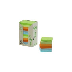 3M Sticky Notes Post-it® Recycling, 38 x 51 mm, assorterede farver, pakke a 24 stk