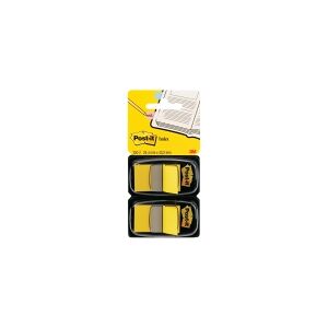 3M Post-it Index 680-Y2EU - Indeksflag med dispenser - 25.4 x 43.2 mm - 50 ark - gul (pakke med 2)