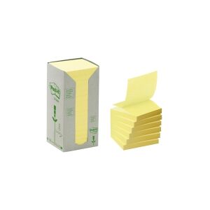 3M Post-it® Recycled Z-Notes, Canary Yellow™, 16 blokke, 76 mm x 76 mm