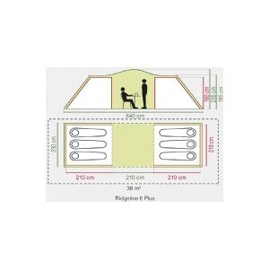 Coleman Ridgeline 6 Plus, Camping, Hård ramme, Kantet telt, 6 person(er), Grøn