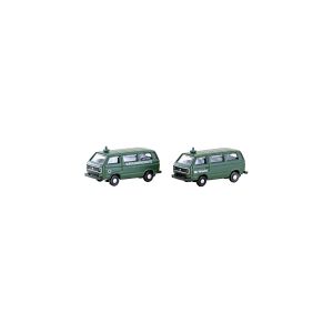 Minis by Lemke LC4353 N Personbil model Volkswagen T3, sæt med 2 stk. bus BGS + jernbanepoliti