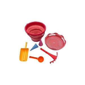 Usorteret COMPACTOYS Beach bucket with sandbox toys 7 in 1, red