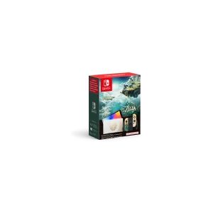 Nintendo   Switch OLED - The Legend of Zelda: Tears of the Kingdom Edition - Spilkonsol - Full HD - 64GB - Sort/Hvid  Inkl. 2 x Joy-Con (Guld/Grøn)