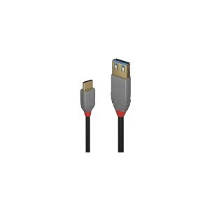 Lindy Black Line - USB-kabel - 24 pin USB-C (han) til USB Type A (hun) - USB 3.1 Gen 2 - 15 cm