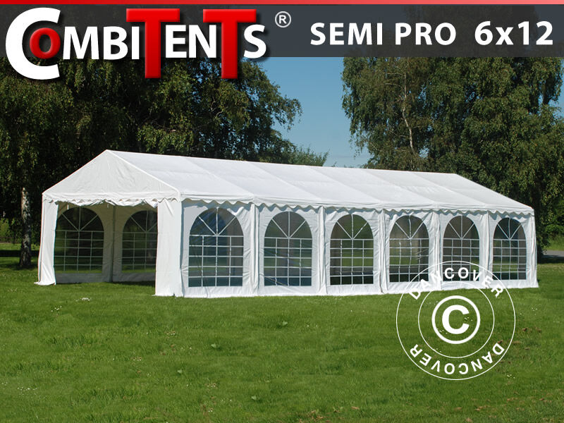 Dancover Partytelt Festtelt, SEMI PRO Plus CombiTents® 6x12m, 4-i-1, Hvid