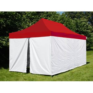 Dancover Foldetelt Flextents Easy Up Pavillon® Pro, Akutberedskabstelt, 3x6m, Rød/hvid, Inkl. 6 Sidevægge