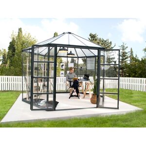 Dancover Orangeri/drivhus Polycarbonat Oasis, Sekskantet 8,6m², Palram/canopia, 3,16x3,63x2,89m, Antracit