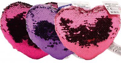 Johntoy Pude med vendbare pailletter, hjerteformede Johntoy Pude med vendbare pailletter, hjerteformede