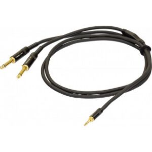 Proel 3,5 Mm Stereo Han - 2 X 6,3 Mm Mono Han, 5m, Sort