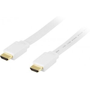 Deltaco -Flad Hdmi High Speed Med Ethernet-Kabel, 10 M, Hvid