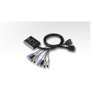 Aten 2port Kvmkabelomskifter, 2 Dvicomputere, Usb 2.0, Lyd, Usb 2.0 Hu