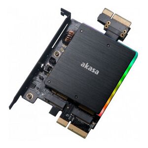 Akasa Dual M.2 Pcie Ssd Adapter Med Rgb Led-Lys Og Kølelegeme