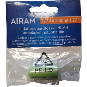 Airam Batteri Nimh-Batteri Til Solprodukter, 2/3 Aa, 300 Mah, 1 Stk.