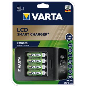Varta Lcd Smart Charger+ -Opladningsenhed Og 4 Stk. Aa (Lr6) 2100 Mah