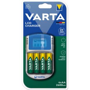 Varta Lcd Charger -Opladningsenhed Og 4 Stk. Aa (Lr6) 2600 Mah-Batteri