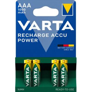 Varta Genopladelige Accu Batterier, Aaa, 1000 Mah, 4 Stk., Nimh