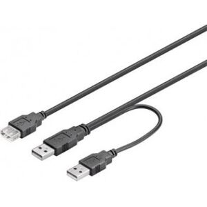 Deltaco Usb-Strømkabel, Y-Kabel, 2 X A Hun - 1 X A Han, 0.3m