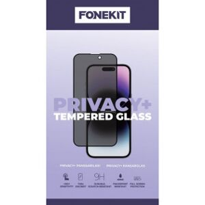 FoneKit Privacy+ Fuldt Dækkende Panserglas, Iphone 13 Pro Max, Sort