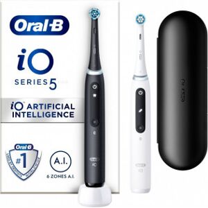 Oral-B Io 5 Black & White -El-Tandbørste, Dobbeltkrop, Sort/hvid