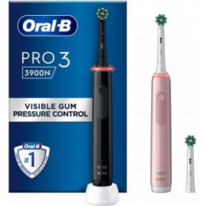 Oral-B Pro 3 3900n Duo - Eltandbørste, Sort / Lyserød