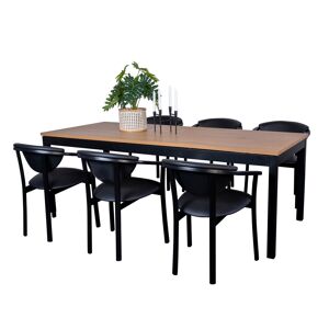 MyHomeMøbler Parga Spisebordssæt M. 6 Stk Derby Spisebordsstole, Sort