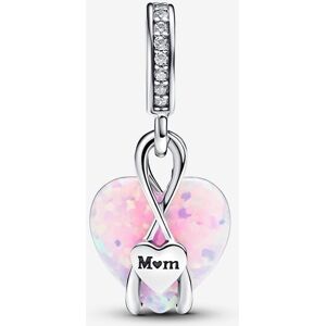 Pandora Moments Mum Opalescent Heart Dangle Charm i Sterling Sølv