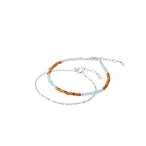 Pernille Corydon Ocean Flow Box 2 Bracelets Sterling Sølv Armbånd fra  med Aquamarin Og Karneol