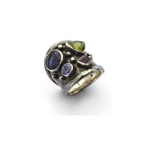 By Birdie Empire Silver Stone Sterling Sølv Ring fra Birdie med 14 Karat Guld Og Faceterede Sten