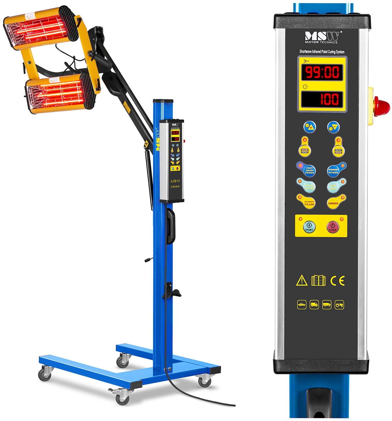 MSW Infrarød laktørrer - 2.200 W - 2 varmelamper - digitalt display