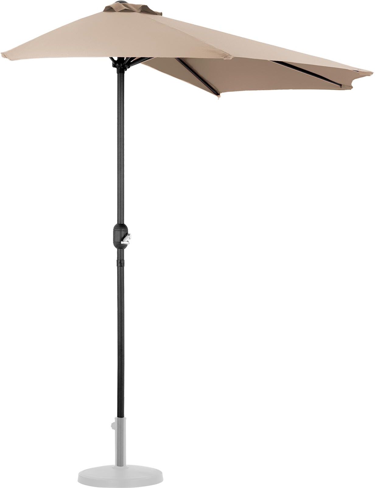 Uniprodo Halv parasol - flødefarvet - femkantet - 270 x 135 cm