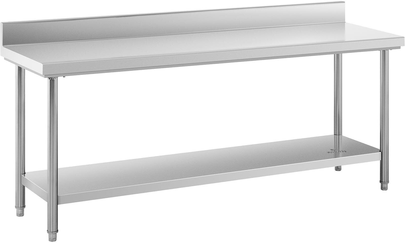 Royal Catering Stålbord - 200 x 60 cm - 160 kg bæreevne - med bagkant Royal Catering Stålbord - 200 x 60 cm - 160 kg bæreevne - med bagkant