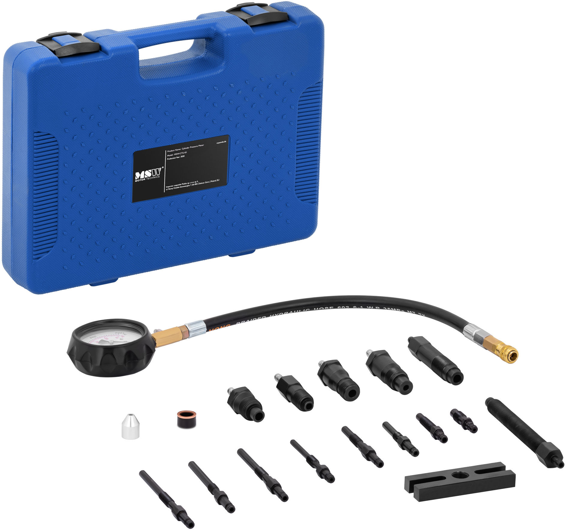 MSW Kompressionstester diesel - 0-70 bar - 80 mm manometer - 35 cm slange MSW Kompressionstester diesel - 0-70 bar - 80 mm manometer - 35 cm slange