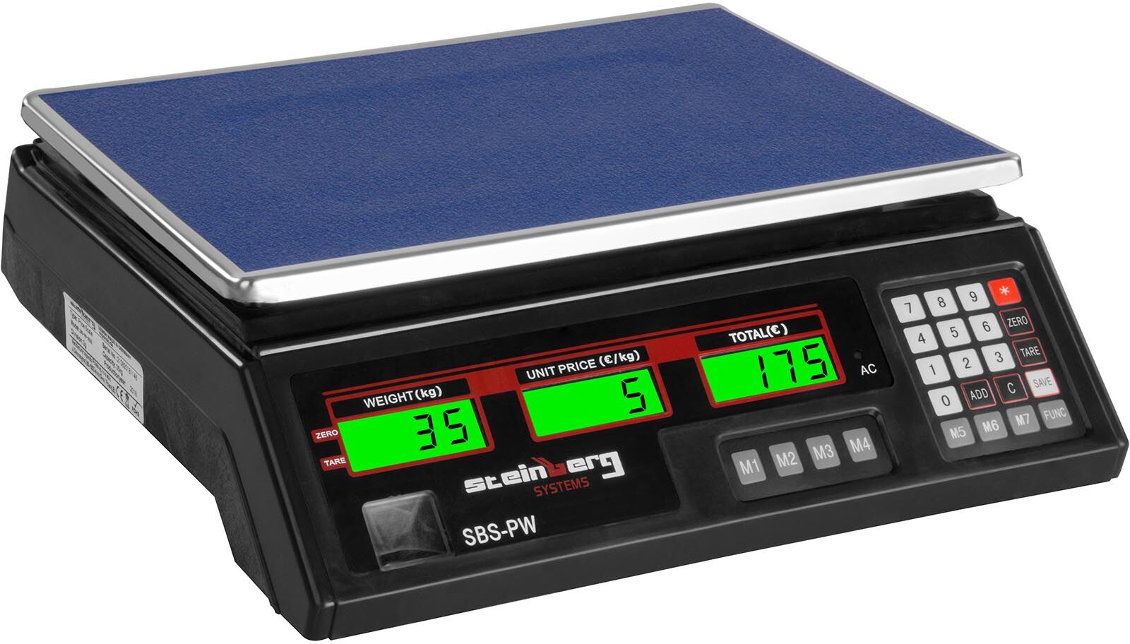 Steinberg Butiksvægt - 35 kg / 2 g - sort - LCD Steinberg Butiksvægt - 35 kg / 2 g - sort - LCD