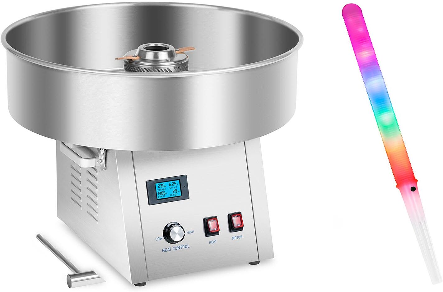 Royal Catering Candyfloss-maskine - sæt inkl. candyfloss-pinde LED - 62 cm - 1.500 W Royal Catering Candyfloss-maskine - sæt inkl. candyfloss-pinde LED - 62 cm - 1.500 W