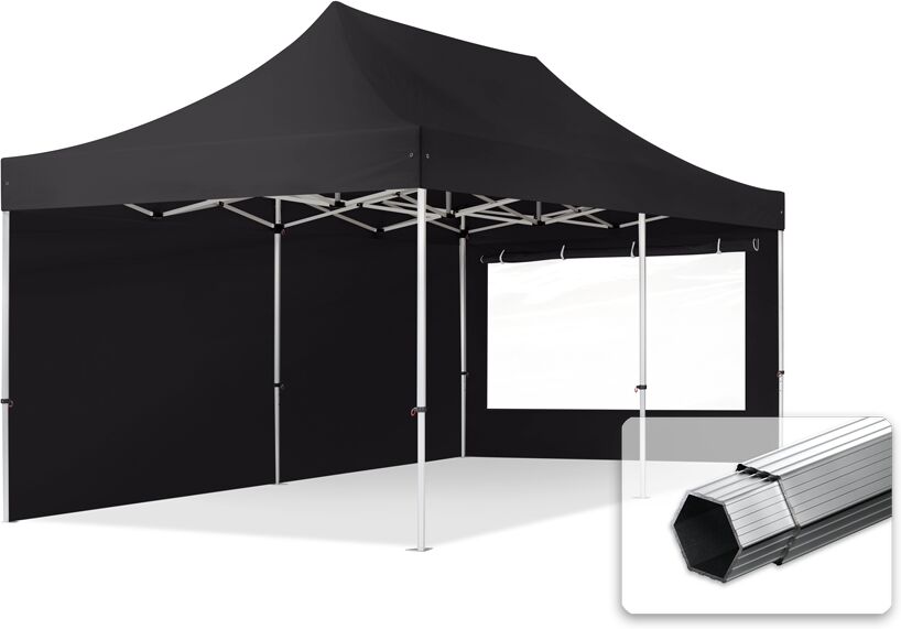 TOOLPORT Easy Up pavillon 3x6m Kvalitetspolyester 400 g/m² sort 100 % vandtæt Faltzelt, Klappzelt sort