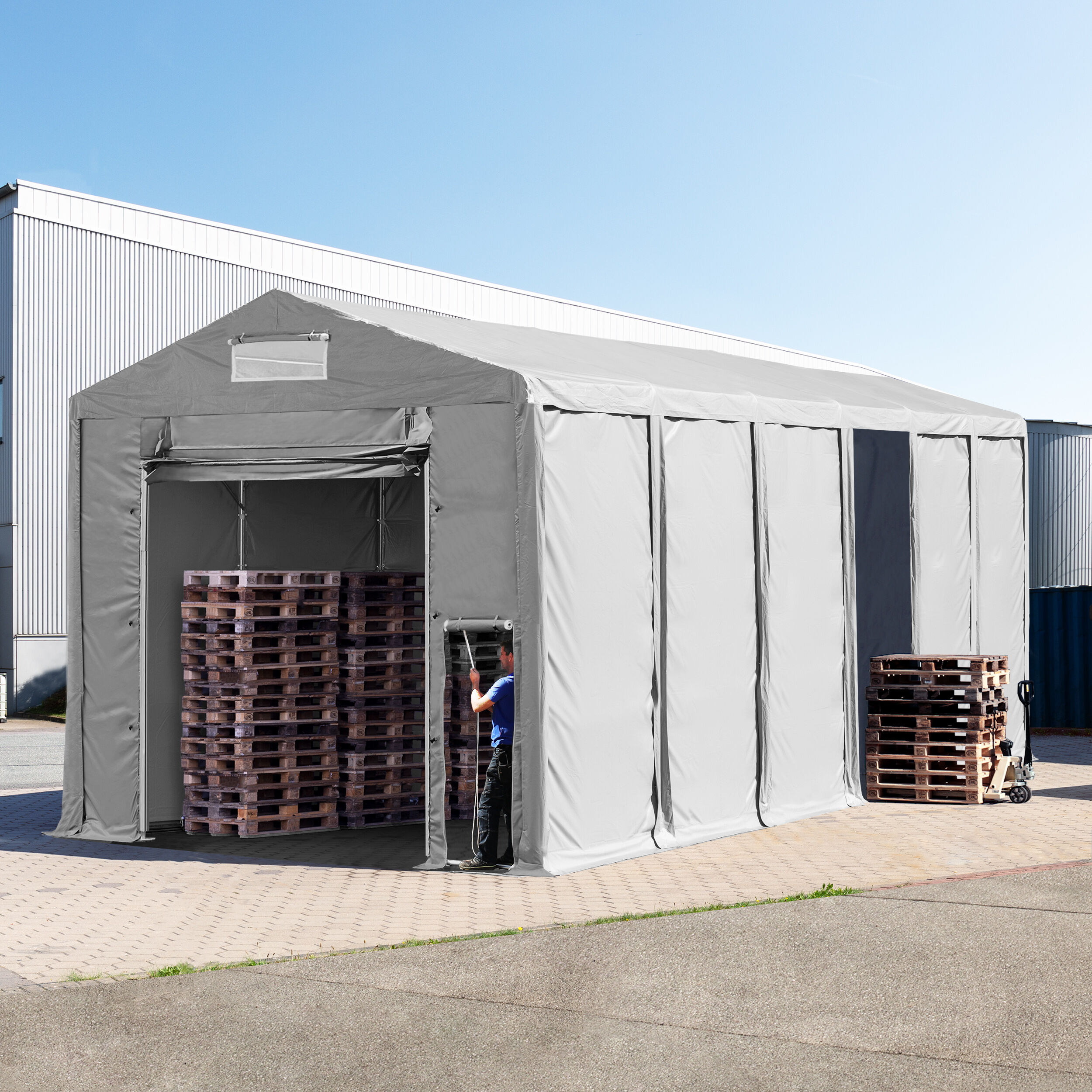 TOOLPORT Lagertelt 6x12m PVC 550 g/m² grå 100 % vandtæt Unterstand, Lager grå TOOLPORT Lagertelt 6x12m PVC 550 g/m² grå 100 % vandtæt Unterstand, Lager grå