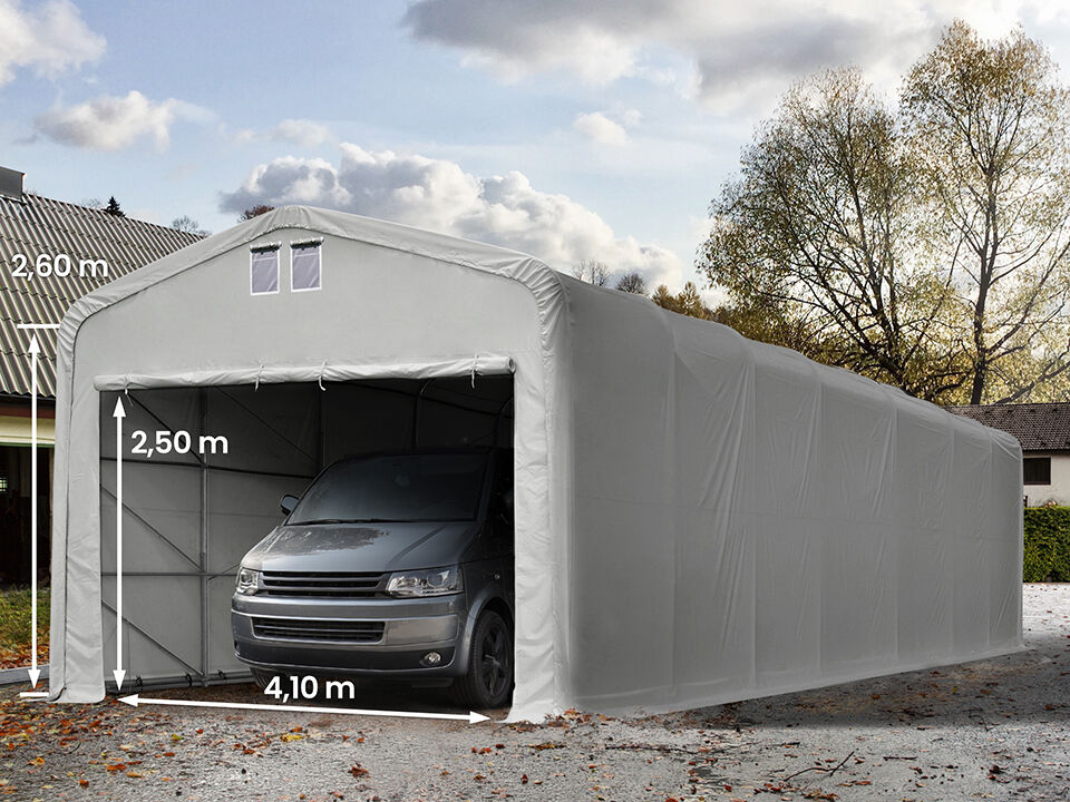 TOOLPORT Garagetelt 5x30m PVC 550 g/m² grå 100 % vandtæt Garagenzelt grå