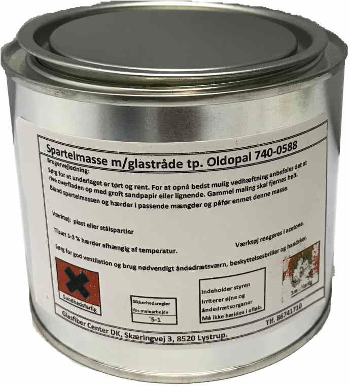 Spartelmasse med glastråde 0,5 kg. Spartelmasse med glastråde 0,5 kg.