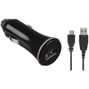 hjemmeudstyr Kit Lader 12/24v 1xusb 2,1a + Microusb Kabel Sort