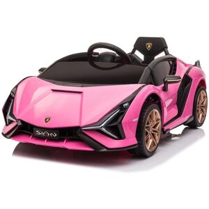 hjemmeudstyr Lamborghini Sian, 12v Med Gummihjul Pink