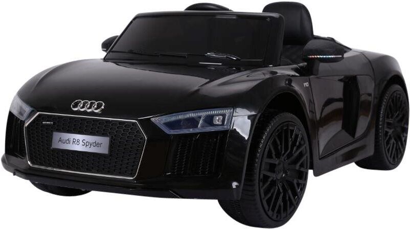 hjemmeudstyr Audi R8, 12v Med Lædersæde Og Gummidæk I Sort hjemmeudstyr Audi R8, 12v Med Lædersæde Og Gummidæk I Sort