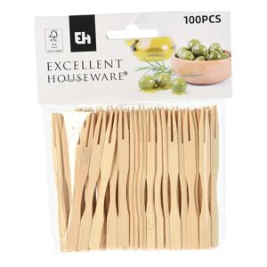 Excellent Houseware Bamboo Cocktail Forks   100 stk.
