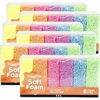 Soft Clay Soft Foam Modellervoks 6x60g Ass. Farver Soft Clay Soft Foam Modellervoks 6x60g Ass. Farver