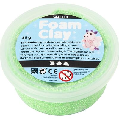 Foam Clay Modellermasse Glitter Grøn Foam Clay Modellermasse Glitter Grøn