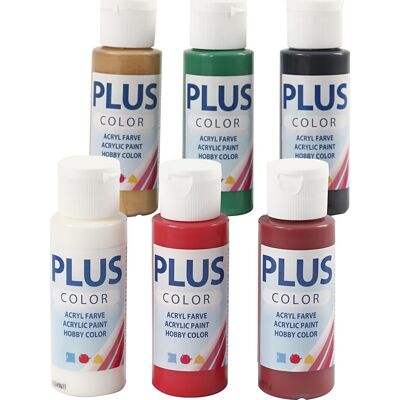 Plus Color Akrylmalingssæt 6x60ml Julefarver - Kunst & Håndværk Plus Color Akrylmalingssæt 6x60ml Julefarver - Kunst & Håndværk